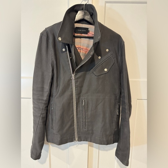 Men's  Wings + Horns Grey Motorcycle Jacket - Picture 1 of 9